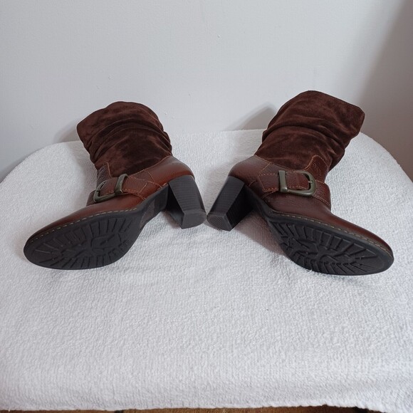 B.O.C Brown Leather Buckle Pull On Block Heel Fashion Boots Women's 6.5(37) - Picture 4 of 12